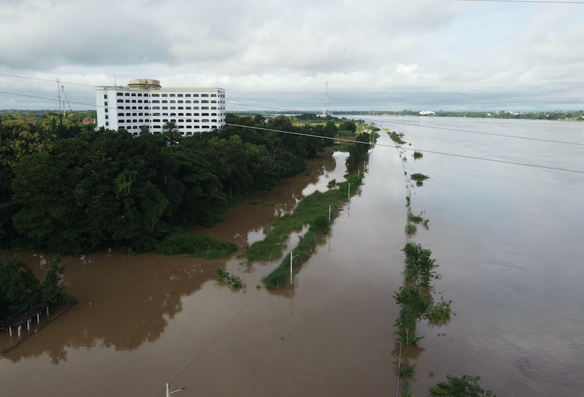 น้ำโขงหนองคายล้นตลิ่งเข้าท่วมพื้นที่ลุ่มต่ำชาวบ้านเทศบาลเมืองหนองคาย