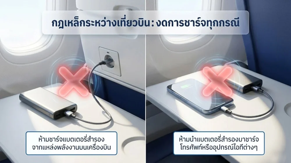 ราชกิจจา Digest ฉบับย่อย ฟังบ่อย เข้าใจรัฐ ตอนที่ 65 : ชาร์จแบตบนเครื่องบินได้ไหม? สรุปข้อควรรู้เรื่องพาวเวอร์แบงก์