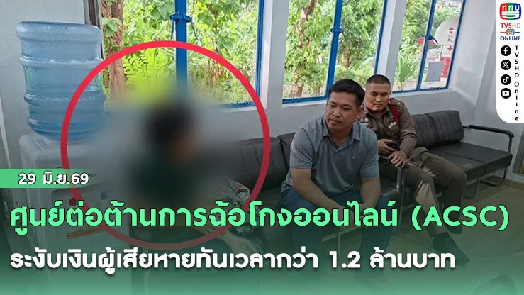 ศูนย์ต่อต้านการฉ้อโกงออนไลน์ (ACSC) ระงับเงินผู้เสียหายทันเวลากว่า 1.2 ล้านบาท หลังสถิติ 7 วันพุ่งทะลุ 5 พันคดี