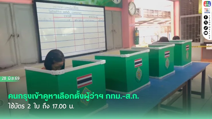 คนกรุงเข้าคูหาเลือกตั้งผู้ว่าฯ กทม.-ส.ก. ใช้บัตร 2 ใบ ถึง 17.00 น.