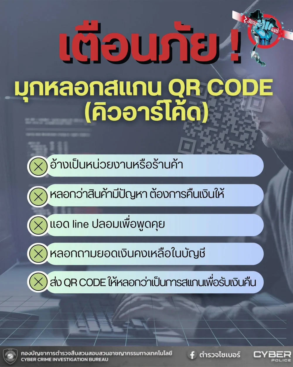 เตือนภัย! มิจฉาชีพหลอก "ขอคืนเงิน" ก่อนส่ง QR Code ดูดเงินออกจากบัญชี