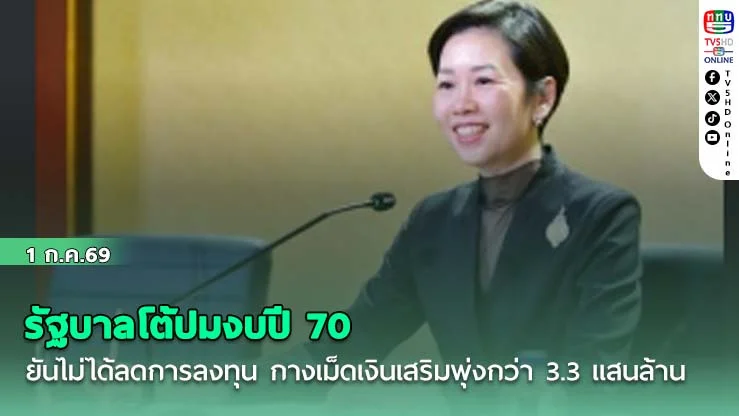 รัฐบาลโต้ปมงบปี 70 ยันไม่ได้ลดการลงทุน กางเม็ดเงินเสริมพุ่งกว่า 3.3 แสนล้าน