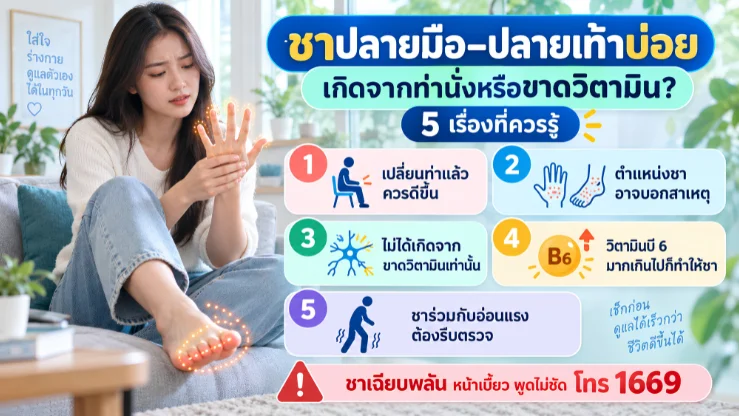 “ชาปลายมือ–ปลายเท้าบ่อย” เกิดจากท่านั่งหรือขาดวิตามิน? 5 เรื่องที่ควรรู้