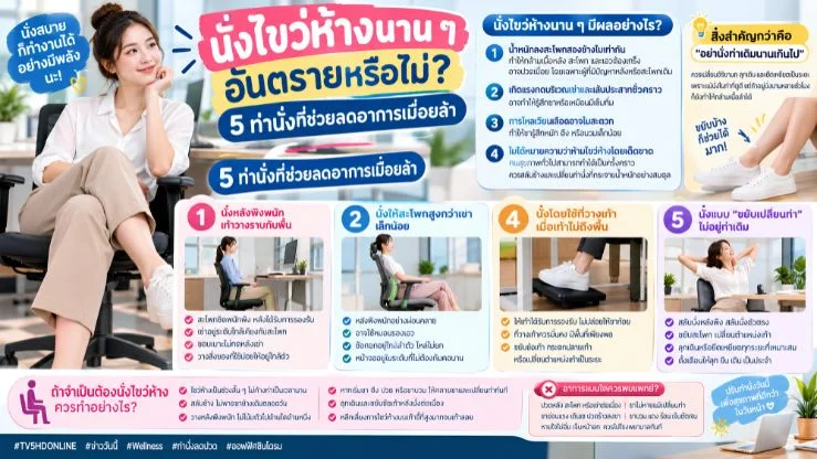 “นั่งไขว่ห้างนาน ๆ” อันตรายหรือไม่? 5 ท่านั่งที่ช่วยลดอาการเมื่อยล้า
