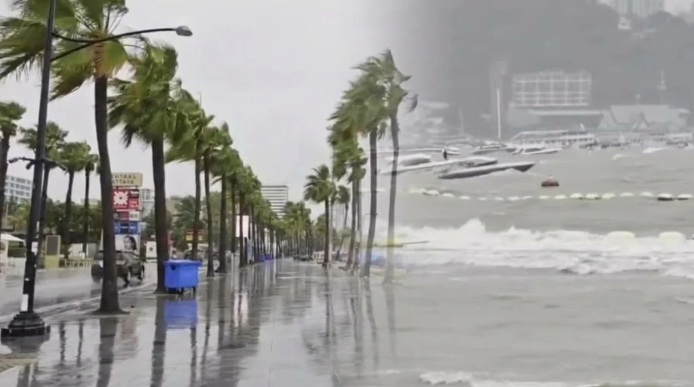 เตือนภัยระดับสีแดง! พัทยาเจอพายุซัด เรือจมทะเล 6 ลำเกยหาดอีกเพียบ