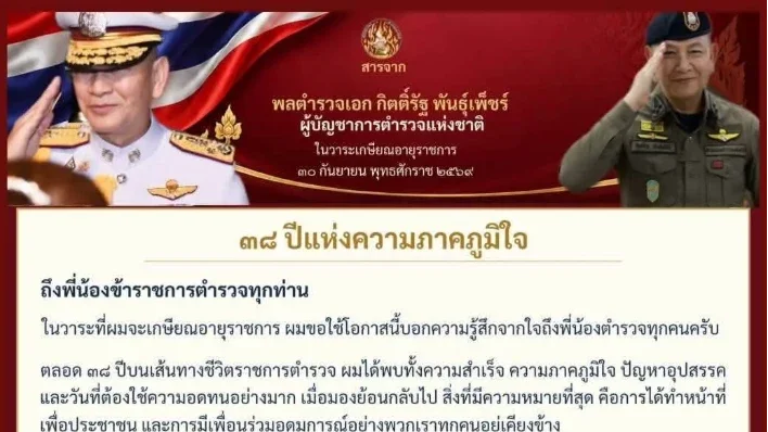 "พล.ต.อ.กิตติ์รัฐฯ" ส่งสารถึงข้าราชการตำรวจ