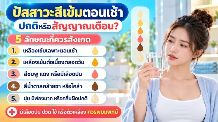 “ปัสสาวะสีเข้มตอนเช้า” เป็นเรื่องปกติหรือสัญญาณเตือน? 5 ลักษณะที่ควรสังเกต
