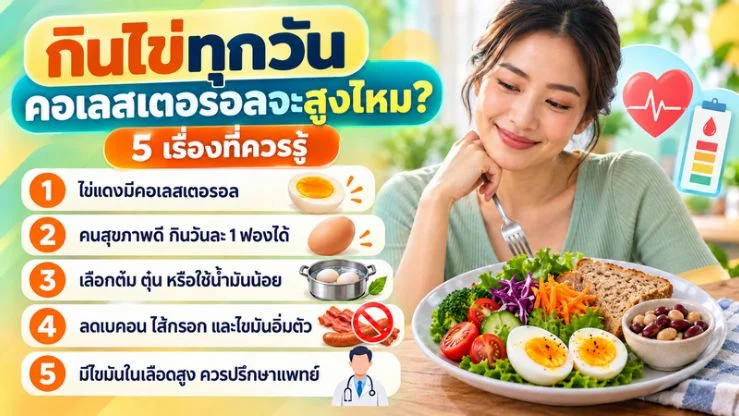กินไข่ทุกวัน คอเลสเตอรอลจะสูงไหม?” 5 เรื่องที่ควรรู้ก่อนจัดเมนูประจำวัน