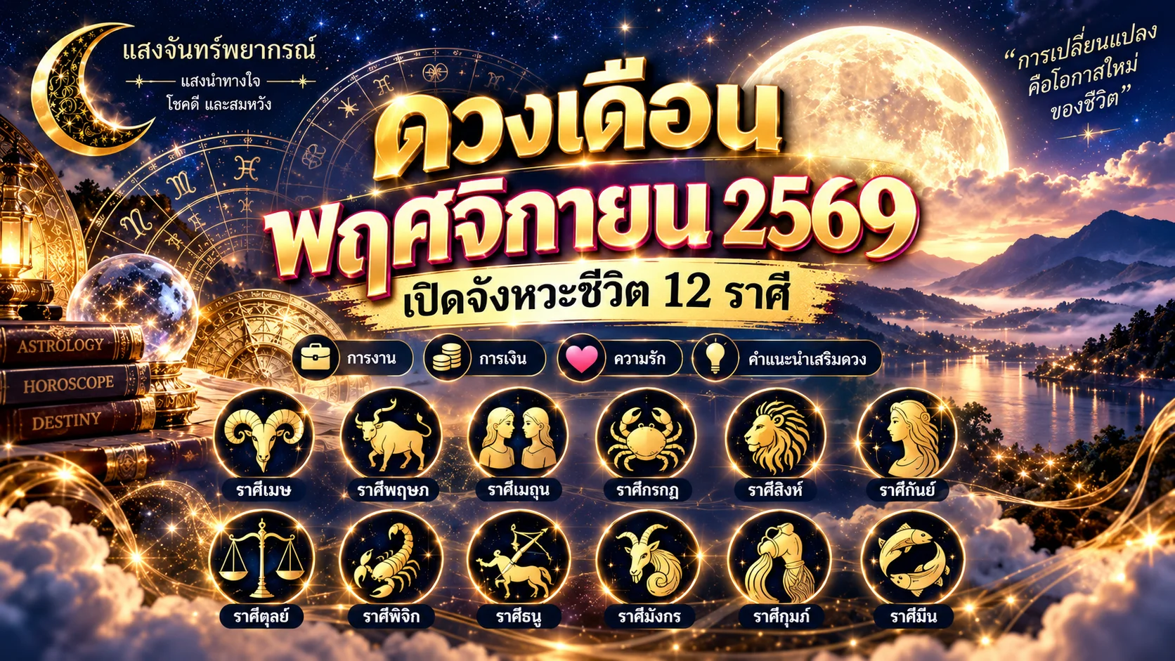 เปิดดวง 12 ราศี ประจำเดือนพฤศจิกายน 2569